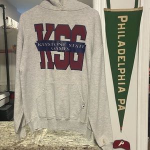 Vintage Russell Athletics Mens Large Gray Keystone State Games Pullover Hoodie